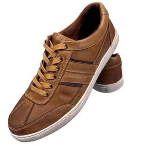 Kenneth Cole Reaction Men's Brown Leather Sneakers Size 9.5 Casual